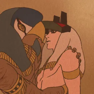 🖤 égyptien, couple, ancien, art, dessin animé telegram sticker