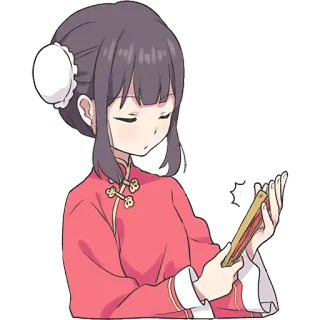 🪭 Anime, Chica, Fan, Ropa tradicional, Vestido chino, Lindo, Ilustración telegram sticker
