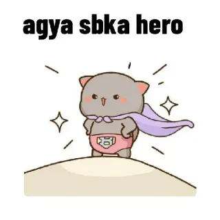 😎 agya sbka hero 猫, スーパーヒーロー, かわいい, 漫画, ヒーロー whatsapp sticker