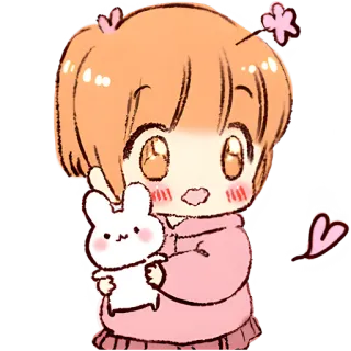 😍 kawaii, dễ thương, hoạt hình, anime, thỏ, chibi whatsapp sticker
