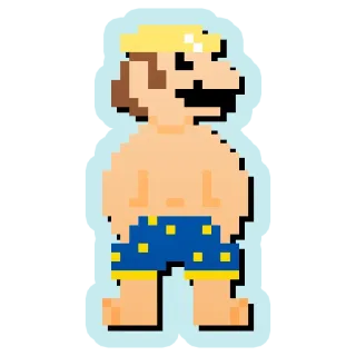 🏊‍♂️ Mario nintendo, super mario, jeu vidéo, plage, pixel art telegram sticker