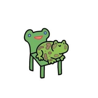 🐸 ếch, động vật, hoạt hình, ghế, dễ thương, xanh lá telegram sticker