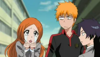 🤨 Ichigo Bleach anime, manga, character, Bleach, Ichigo, Orihime telegram sticker