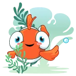 👋 물고기, 만화, 귀여운, 동물, 바다, 바다 telegram sticker