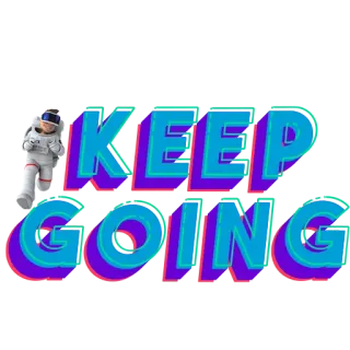 🤩 KEEP GOING 격려, 동기 부여, 우주, 우주 비행사, 낙관 telegram sticker