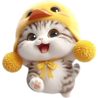🥳 cat, kitten, cute, animal, chick, hat, happy whatsapp sticker
