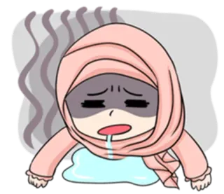 🤤 Kreskówka, Smutny, Płacz, Muzułmanin, Hidżab, Dziewczyna telegram sticker