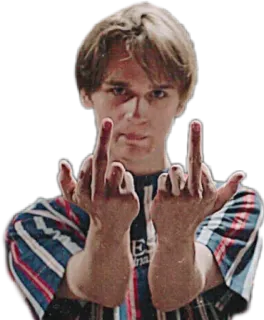 🖕 가운데 손가락, 모욕적인 제스처, 무례한, 사람, 금발 머리, 무례함 telegram sticker