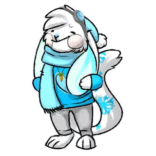 ❄ bunny, winter, scarf, headphones, cute, snowflake telegram sticker