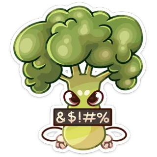 🤬 &$!#% brocoli, légume, dessin animé, en colère, censuré whatsapp sticker
