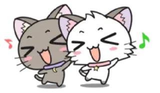 😗 gato, kawaii, fofo, dançando, animais, desenho animado whatsapp sticker