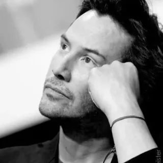 😒 Keanu Reeves Keanu Reeves, Schauspieler, Promi, Schwarzweiß, Porträt telegram sticker