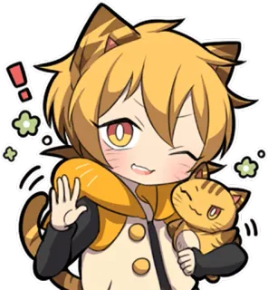 👋 애니메이션, 고양이, 카와이, 귀여운, 스티커, 만화, 만화, 디지털 아트 telegram sticker