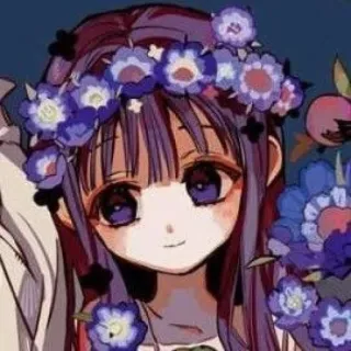 🖤 Anime, Fille, Fleurs, Portrait, Mignon, Fanart telegram sticker