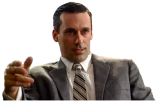 😧 Don Draper Mad Men Mad Men, Don Draper, AMC, apontando, homem, terno whatsapp sticker