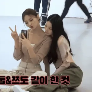 🌄 풉&쯧도 같이 한 컷 kpop, 여자, 셀카, 브이, 친구 whatsapp sticker