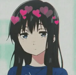 🖤 Anime, Dziewczyna, Kreskówka, Serca, Słodkie, Estetyczne telegram sticker