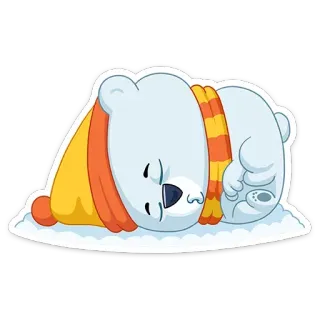 😴 ホッキョクグマ, クマ, 睡眠, 眠い, 漫画, かわいい, 動物 telegram sticker