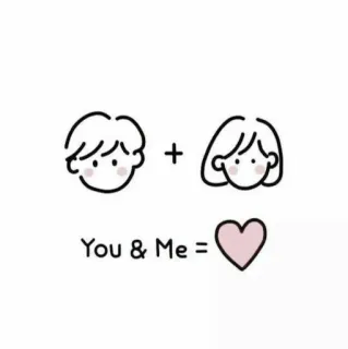 💘 You & Me = amor, casal, coração, desenho animado, relacionamento, fofo telegram sticker