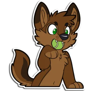 🎾 wolf, dog, furry, tennis ball, cute, cartoon, animal, playful telegram sticker