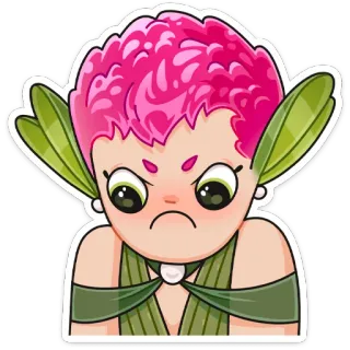 😡 การ์ตูน, โกรธ, นางฟ้า, ตัวละคร, น่ารัก, สีชมพู telegram sticker