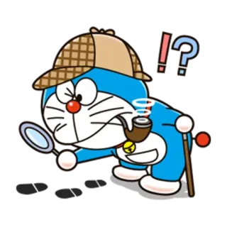 🔍 Doraemon doraemon, detective, dibujos animados, anime, pregunta, exclamación telegram sticker
