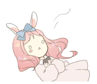 🐰 Cartone animato, Kawaii, Coniglio, Carino, Rosa, Chibi, Anime telegram sticker