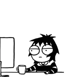 😐 cartoon, computer, coffee, tired, bored, office, work, anime telegram sticker