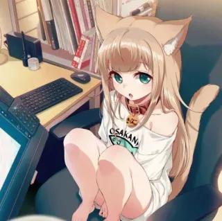 🐾 OSAKANA Аниме, Нэко, Цифровое искусство, Каваий, Милый, Манга telegram sticker