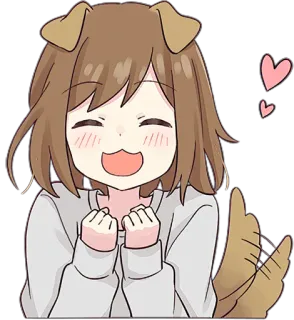 😊 Anime, Anjing, Lucu, Gadis, Senang, Telinga, Ekor, Hati telegram sticker