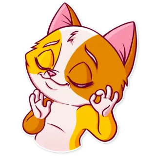 😌 gatto, carino, animale, adesivo, gattino, rilassarsi, calma telegram sticker