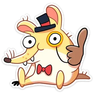 👍 ratón, dibujos animados, lindo, divertido, sombrero, pajarita whatsapp sticker