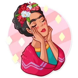 ☺️ Frida Kahlo Фрида Кало, художник, цветы, портрет, мексиканская художница, феминистская икона telegram sticker