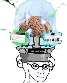 🤓 meme, brain, internet, technology, wojak, nerd, computer telegram sticker