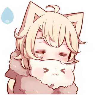 🙁 Anime, Kawaii, Sticker, Triste, Pleurs, Mignon, Chat, Émotionnel telegram sticker