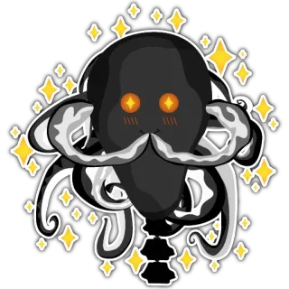 🤩 polvo, fofo, kawaii, brilhante, animal, criatura marinha, desenho animado whatsapp sticker