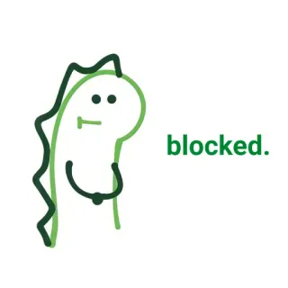 ✨ blocked. dinozaur, zablokowany, linia, zielony, kreskówka, prosty telegram sticker