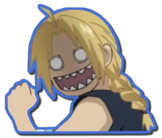 😟 Edward Elric Fullmetal Alchemist อนิเมะ, สติกเกอร์, ตลก, เอ็ดเวิร์ด เอลริค, แขนกลคนแปรธาตุ telegram sticker