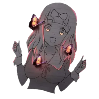 😍 Аниме, Девушка, Бабочка, Милый, Мультфильм telegram sticker