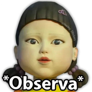 😀 Observa observa, squid game, girl, doll telegram sticker