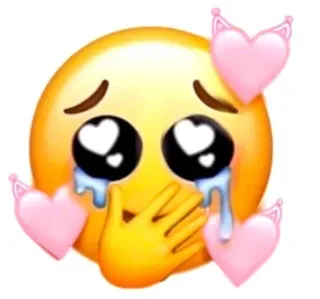 🥰 emoji, crying, hearts, kawaii, sad, cute whatsapp sticker