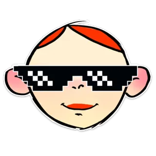 😎 Visage, Lunettes, Dessin animé, Personnage, Sticker, Cool, Lunettes pixelisées telegram sticker
