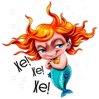 😆 Xe! Xe! Xe! mermaid, cartoon, sticker, xe, evil, sarcastic whatsapp sticker