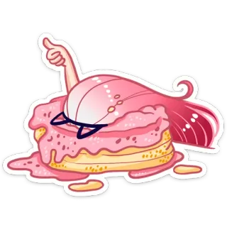 🤤 sticker, dessert, pancakes, pink, cute telegram sticker