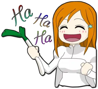 😂 Ha Ha Ha anime, girl, leek, happy, chibi, cartoon telegram sticker