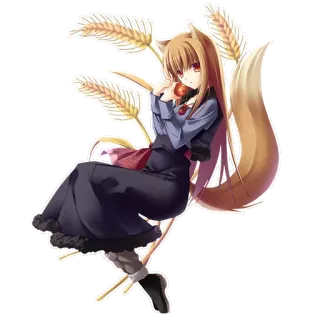 🍞 Holo Spice and Wolf Аниме, Девушка-волк, Лиса, Пшеница, Яблоко, Персонаж, Фэнтези telegram sticker