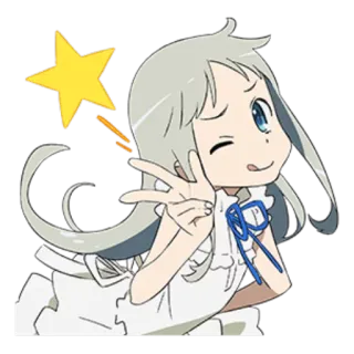 😉 อนิเมะ, ผู้หญิง, น่ารัก, ดาว, สัญลักษณ์สันติภาพ, มีความสุข whatsapp sticker