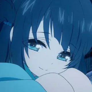 💎 anime, girl, cute, blue hair, smiling, character telegram sticker