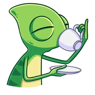 ☕ Tắc kè hoa, Trà, Dễ thương, Thằn lằn, Bò sát, Uống, Cốc whatsapp sticker