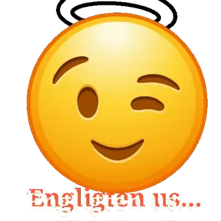 😇 Englighten us... emoji, smiley, winking, enlighten, expression telegram sticker